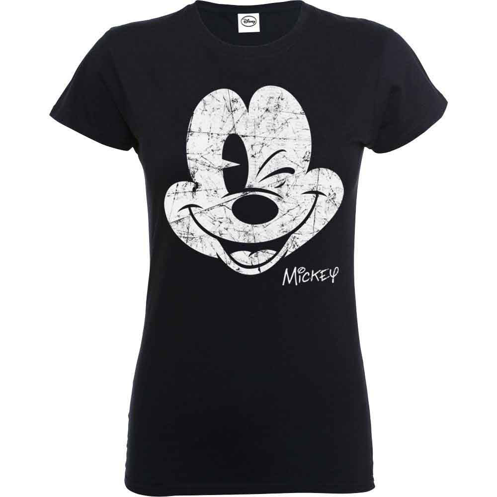 Disney Mickey Mouse Beaten Face Womens T Shirt