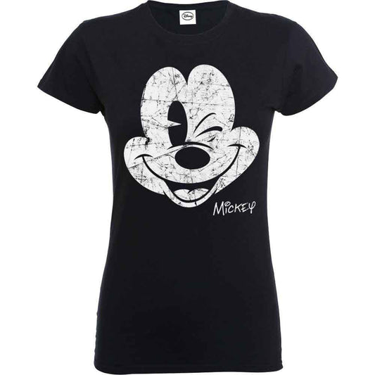 Disney Mickey Mouse Beaten Face Womens T Shirt