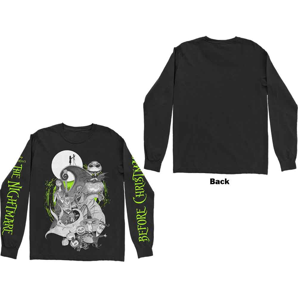 Disney The Nightmare Before Christmas Characters Green Glow Long Sleeve Shirt