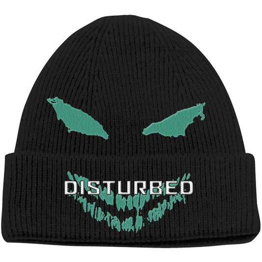 Disturbed Green Face Beanie Hat Black