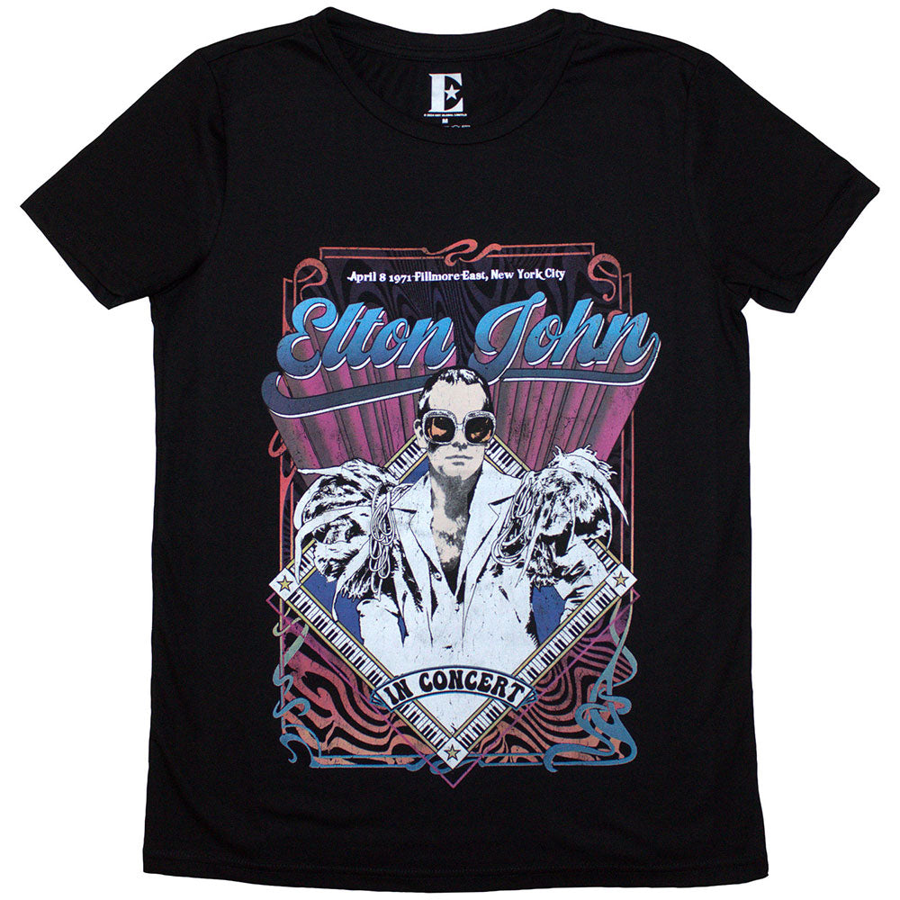 Elton John Psych Vintage Womens T Shirt