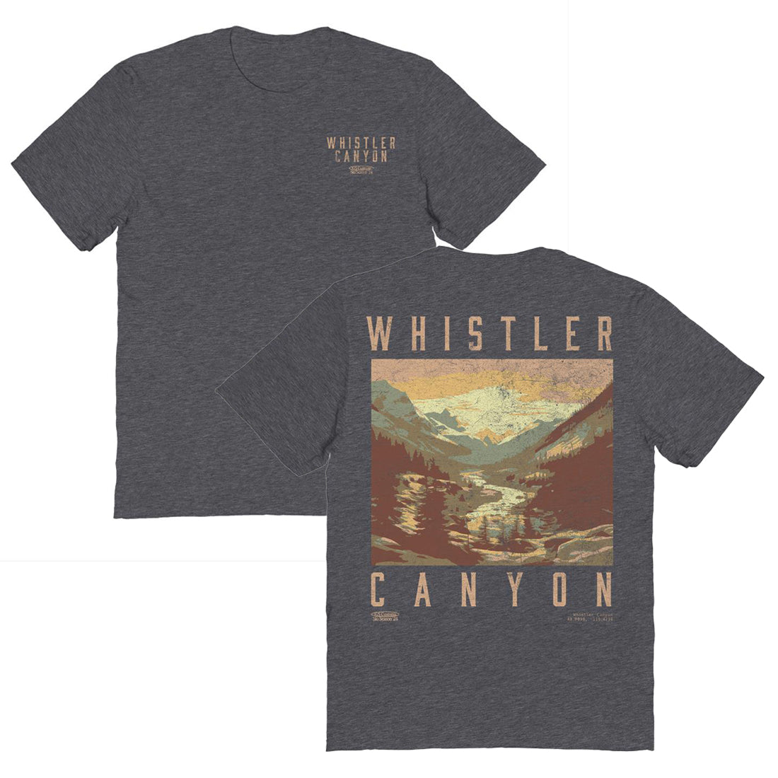 Skiing Whistler Dark Heather Front & Back Print Mens T Shirt