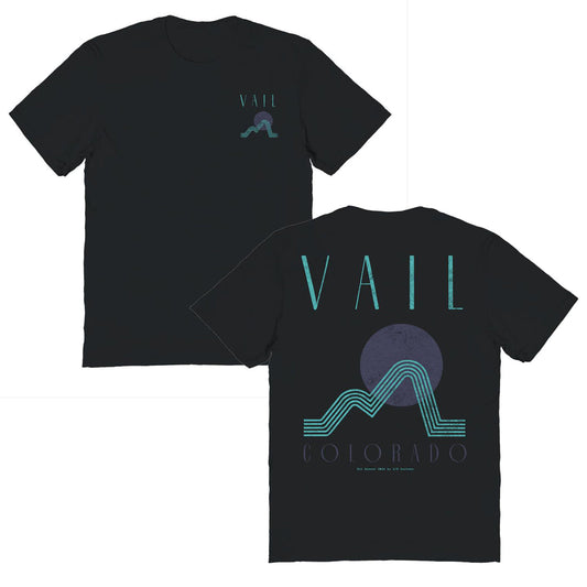 Skiing & Snowboarding Vail Front & Back Graphic Black Mens T Shirt