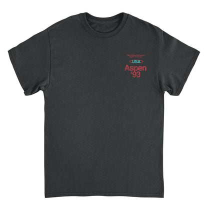 Ski Aspen '93 Front and Back Print Mens T Shirt Black