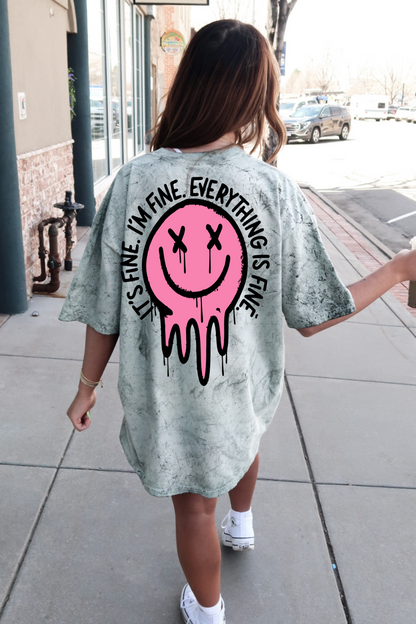 It's Fine Everything Is Fine Smiley Graphic Womens T Shirt