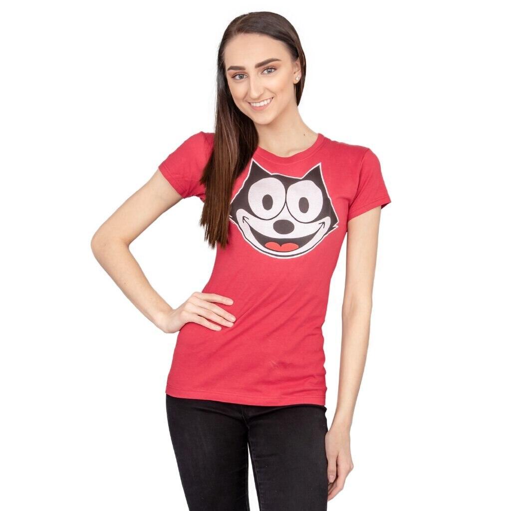 Felix the Cat Face Juniors Red T Shirt