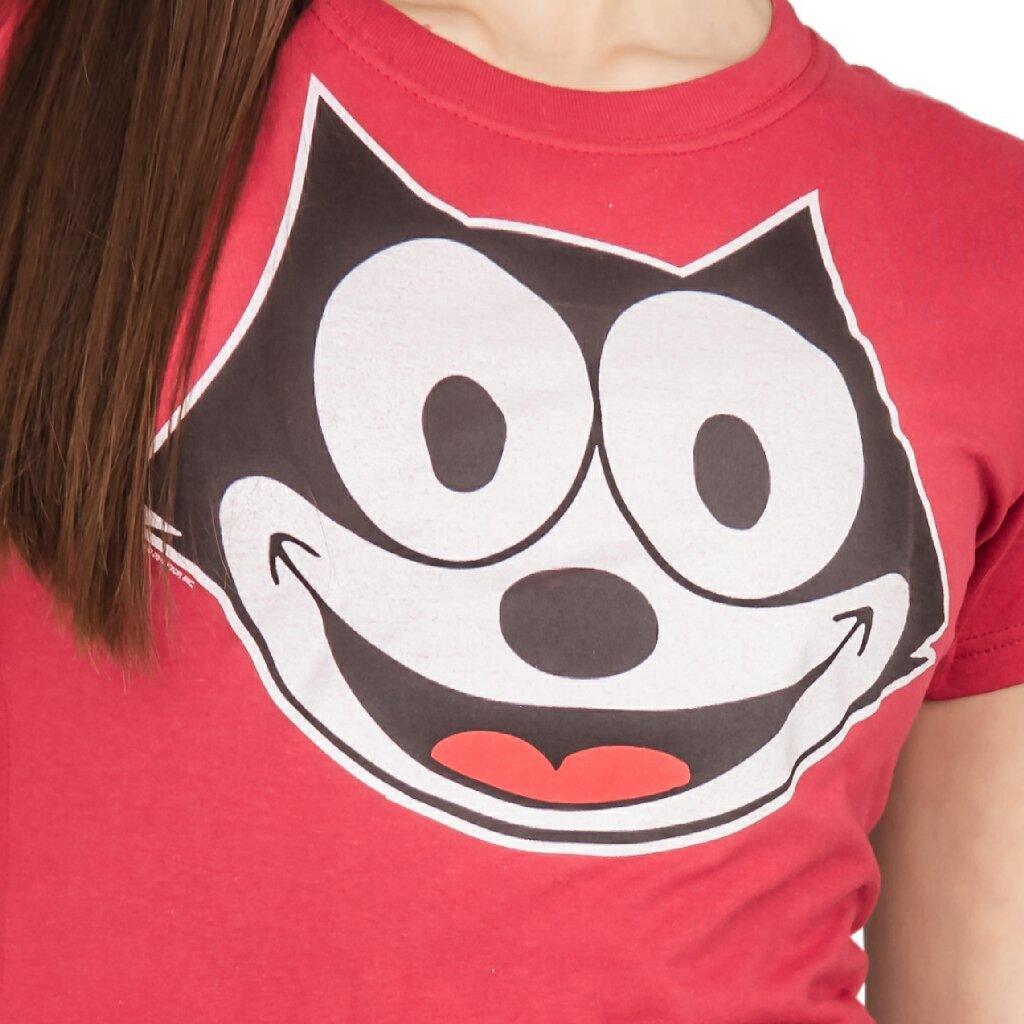Felix the Cat Face Juniors Red T Shirt