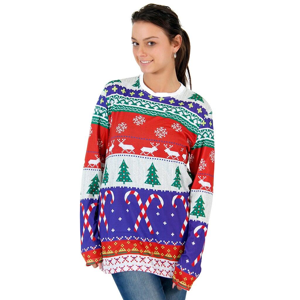 Festive Candy Canes Pattern Ugly Christmas T Shirt