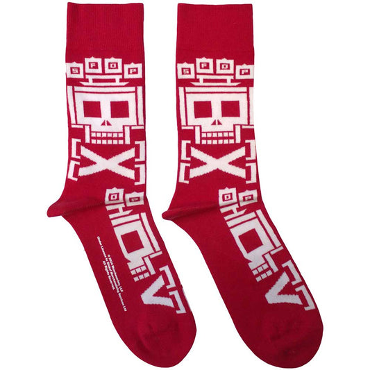 Five Finger Death Punch Pixeled Skull Repeat Socks Red