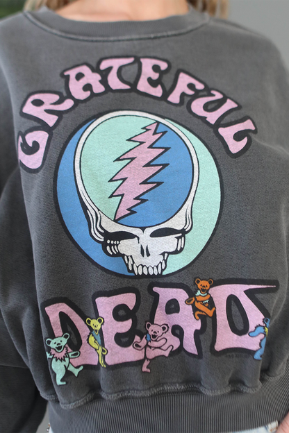 Grateful Dead Stealie Bears Womens Crewneck Sweatshirt Vintage Black