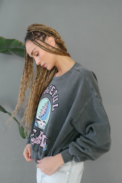 Grateful Dead Stealie Bears Womens Crewneck Sweatshirt Vintage Black