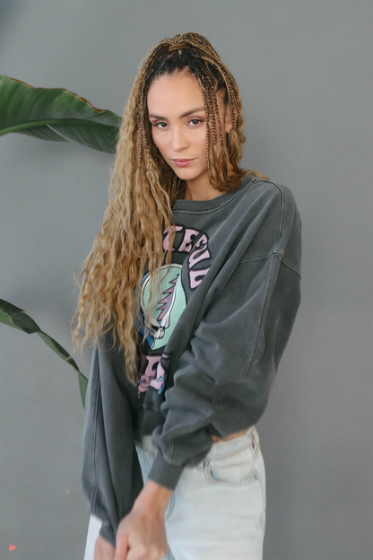 Grateful Dead Stealie Bears Womens Crewneck Sweatshirt Vintage Black