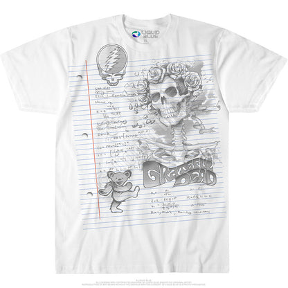 Grateful Dead Sketch Notepad Liquid Blue Mens T Shirt White