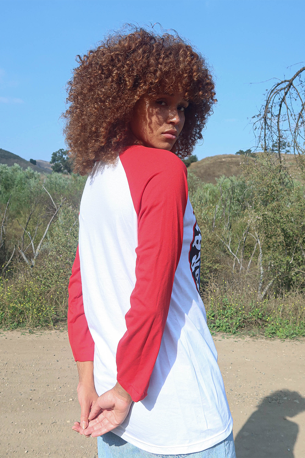 Grateful Dead Stealie Baseball Tee Womens Raglan T Shirt White Red