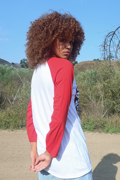 Grateful Dead Stealie Baseball Tee Womens Raglan T Shirt White Red