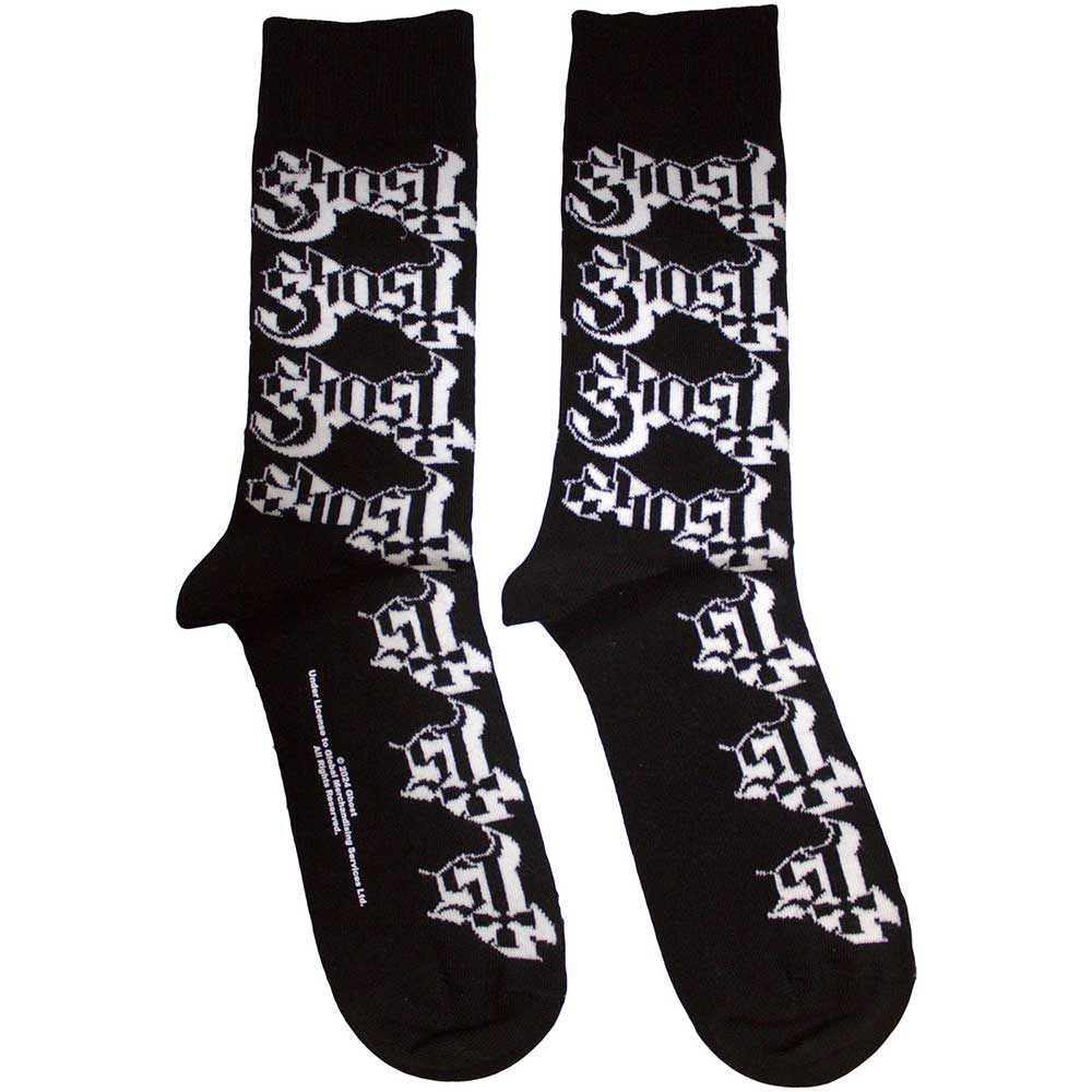 Ghost Logo Pattern Socks Black