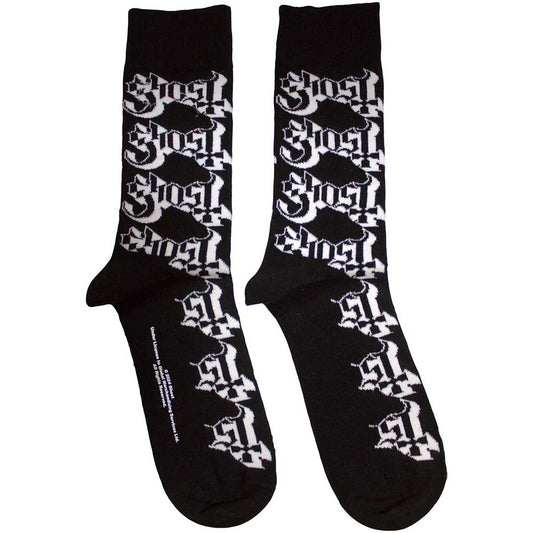 Ghost Logo Pattern Socks Black