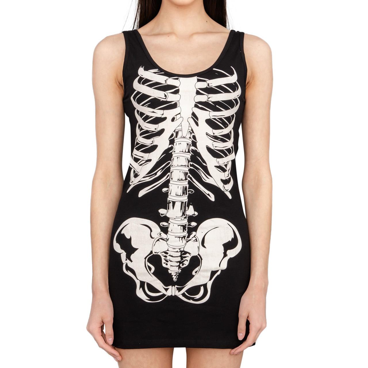 Glow in the Dark Skeleton Costume Tank Dress