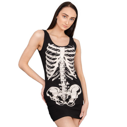 Glow in the Dark Skeleton Costume Tank Dress