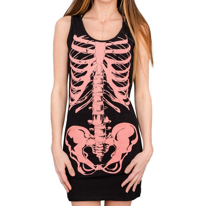 Glow in the Dark Skeleton Costume Tank Dress