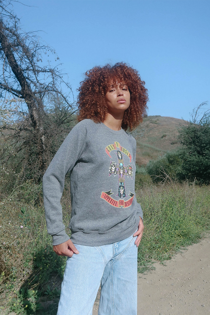 Guns N Roses Appetite for Destruction Womens Fleece Crewneck Sweatshirt Grey