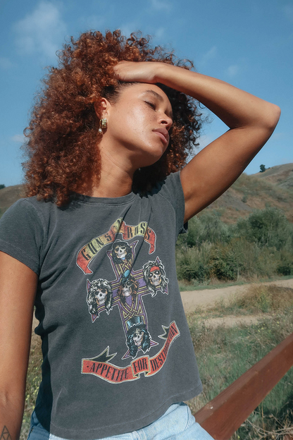 Guns N Roses Appetite For Destruction Shrunken Tee Womens T Shirt Vintage Black