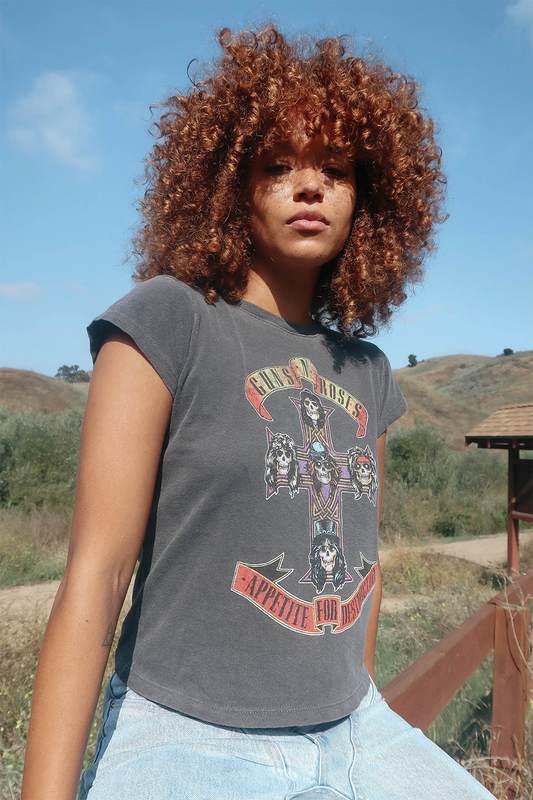 Guns N Roses Appetite For Destruction Shrunken Tee Womens T Shirt Vintage Black