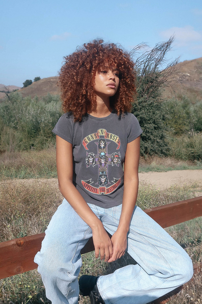 Guns N Roses Appetite For Destruction Shrunken Tee Womens T Shirt Vintage Black