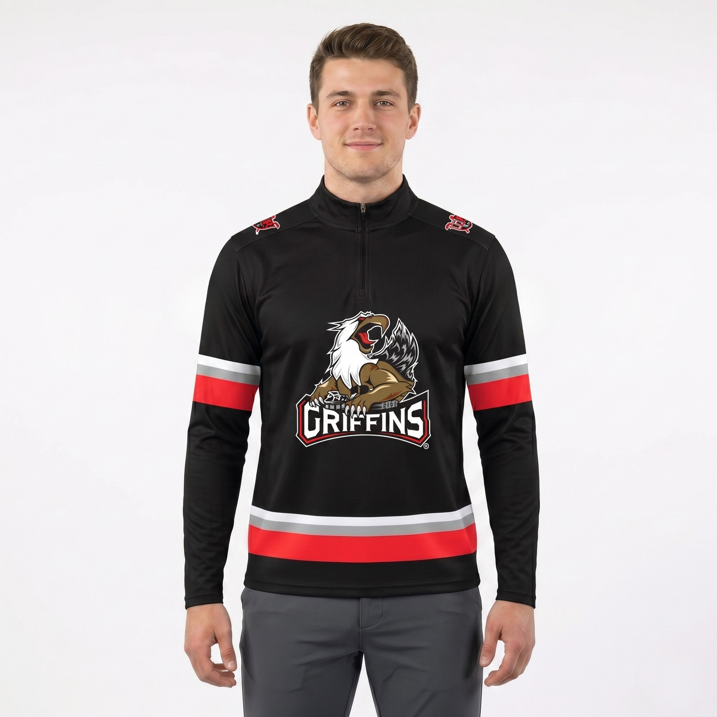 Grand Rapids Griffins AHL Licensed Replica Performance 1/4 Zip Longsleeve Jersey Shirt