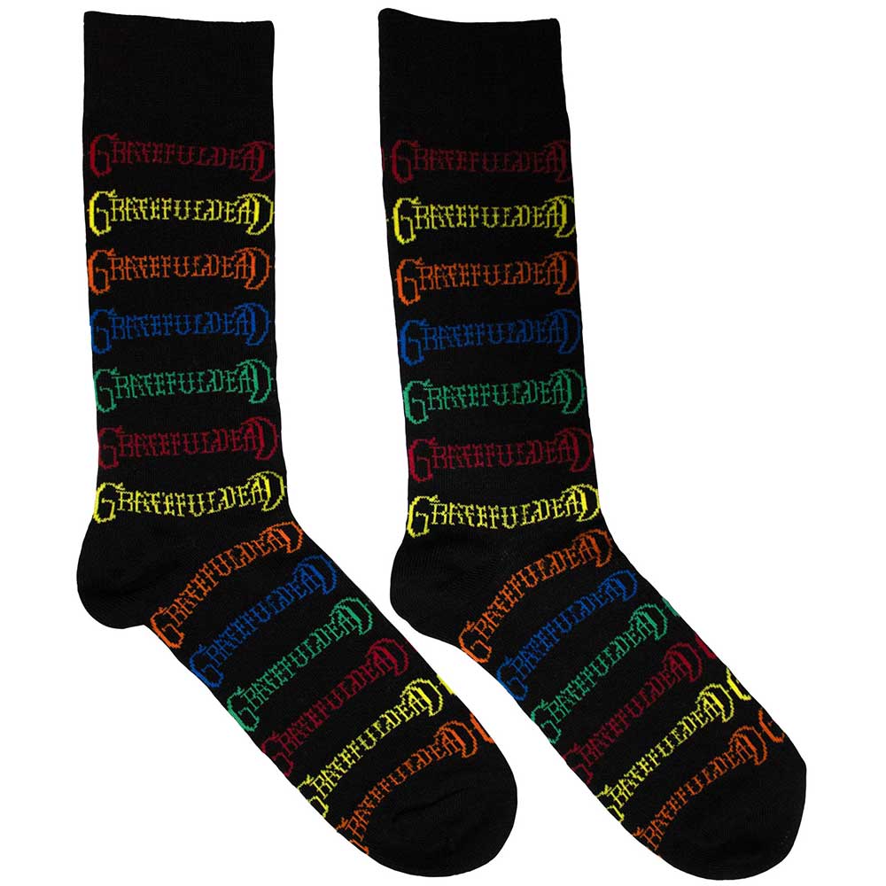Grateful Dead Coloured Logos Pattern Socks Black