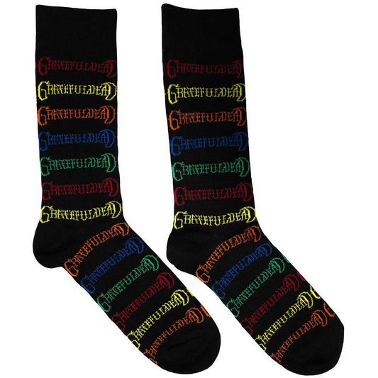 Grateful Dead Coloured Logos Pattern Socks Black