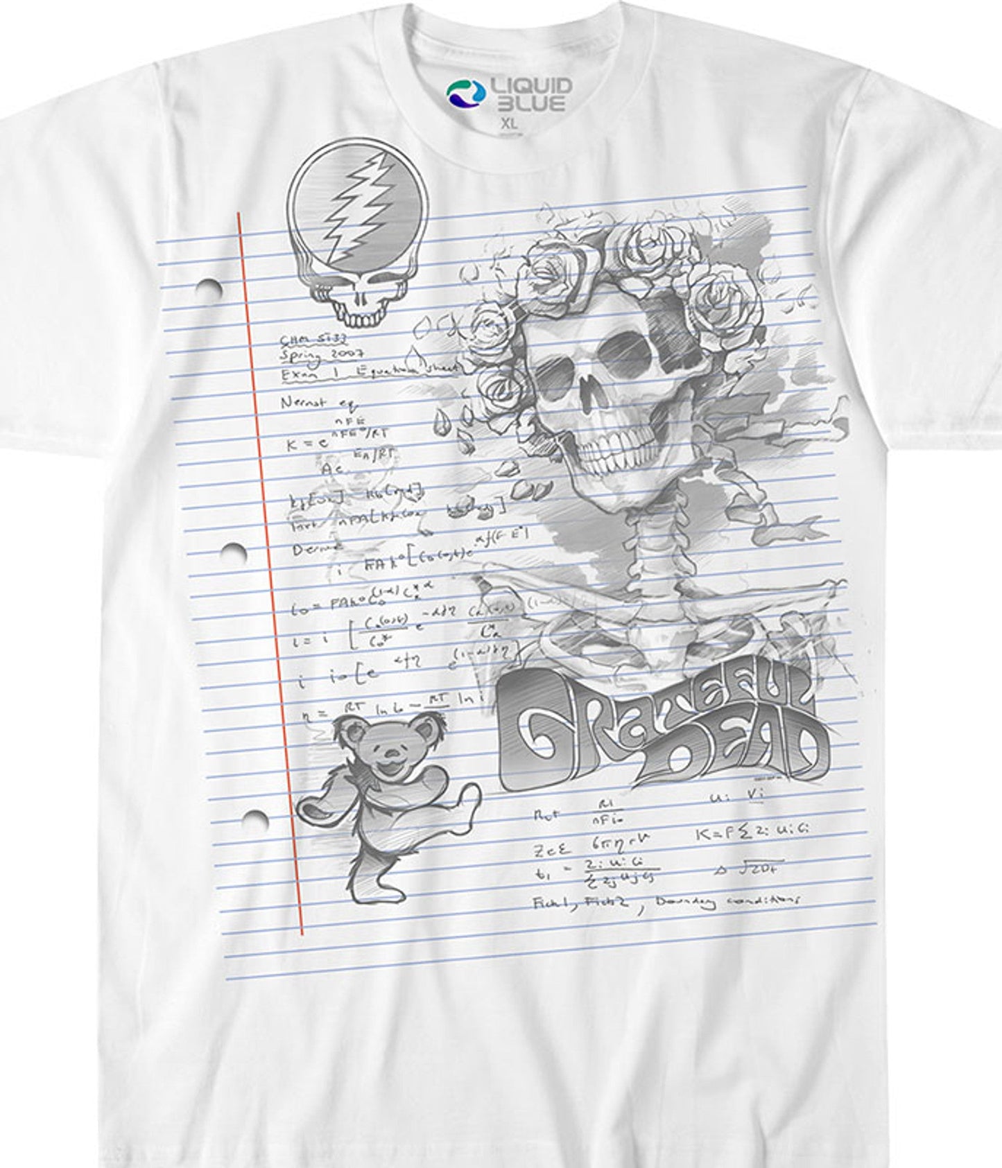 Grateful Dead Sketch Notepad Liquid Blue Mens T Shirt White