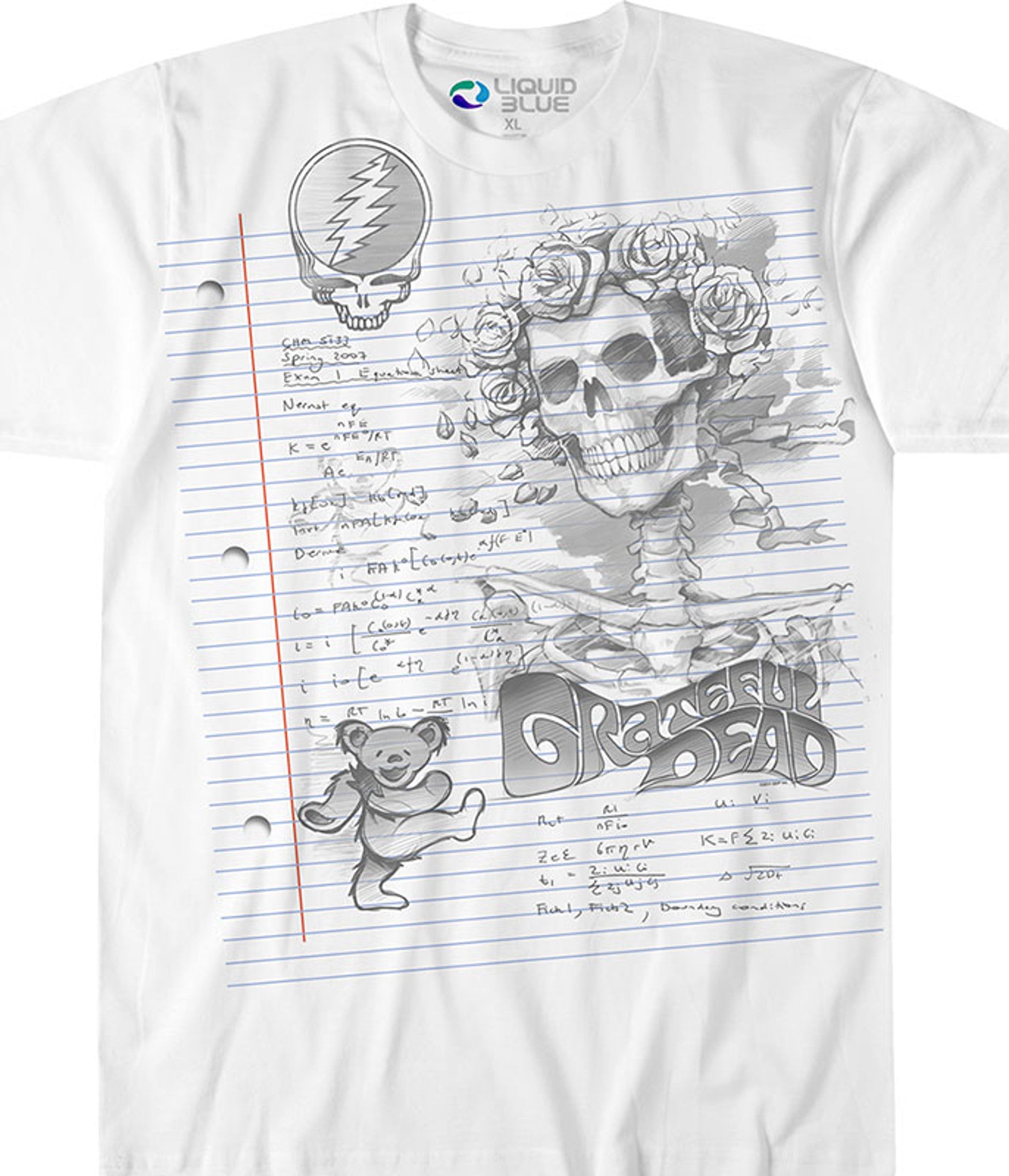 Grateful Dead Sketch Notepad Liquid Blue Mens T Shirt White
