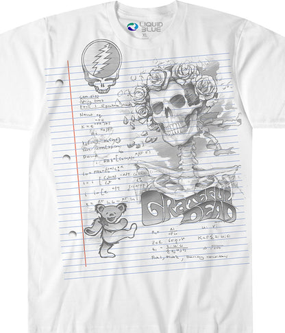 Grateful Dead Sketch Notepad Liquid Blue Mens T Shirt White