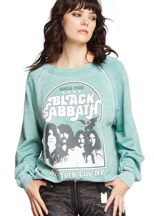 Black Sabbath New York City Womens Band Sweatshirt Green