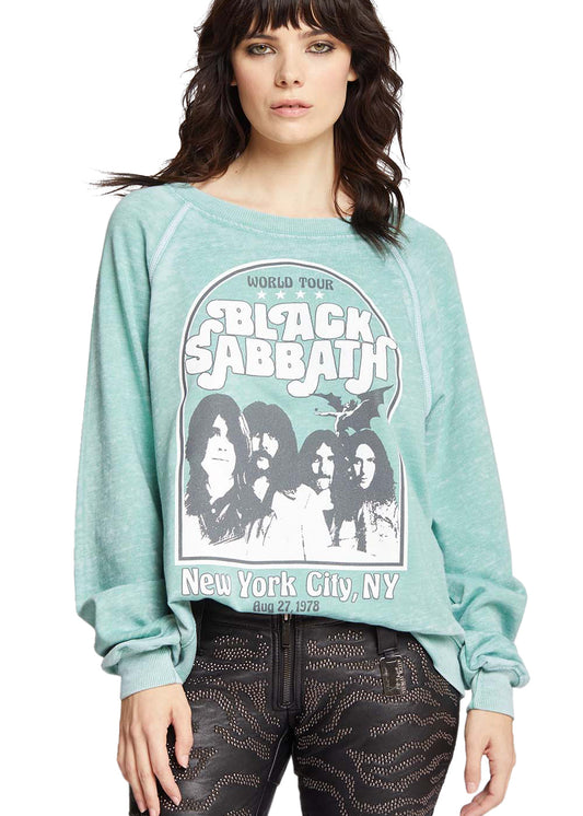 Black Sabbath New York City Womens Band Sweatshirt Green