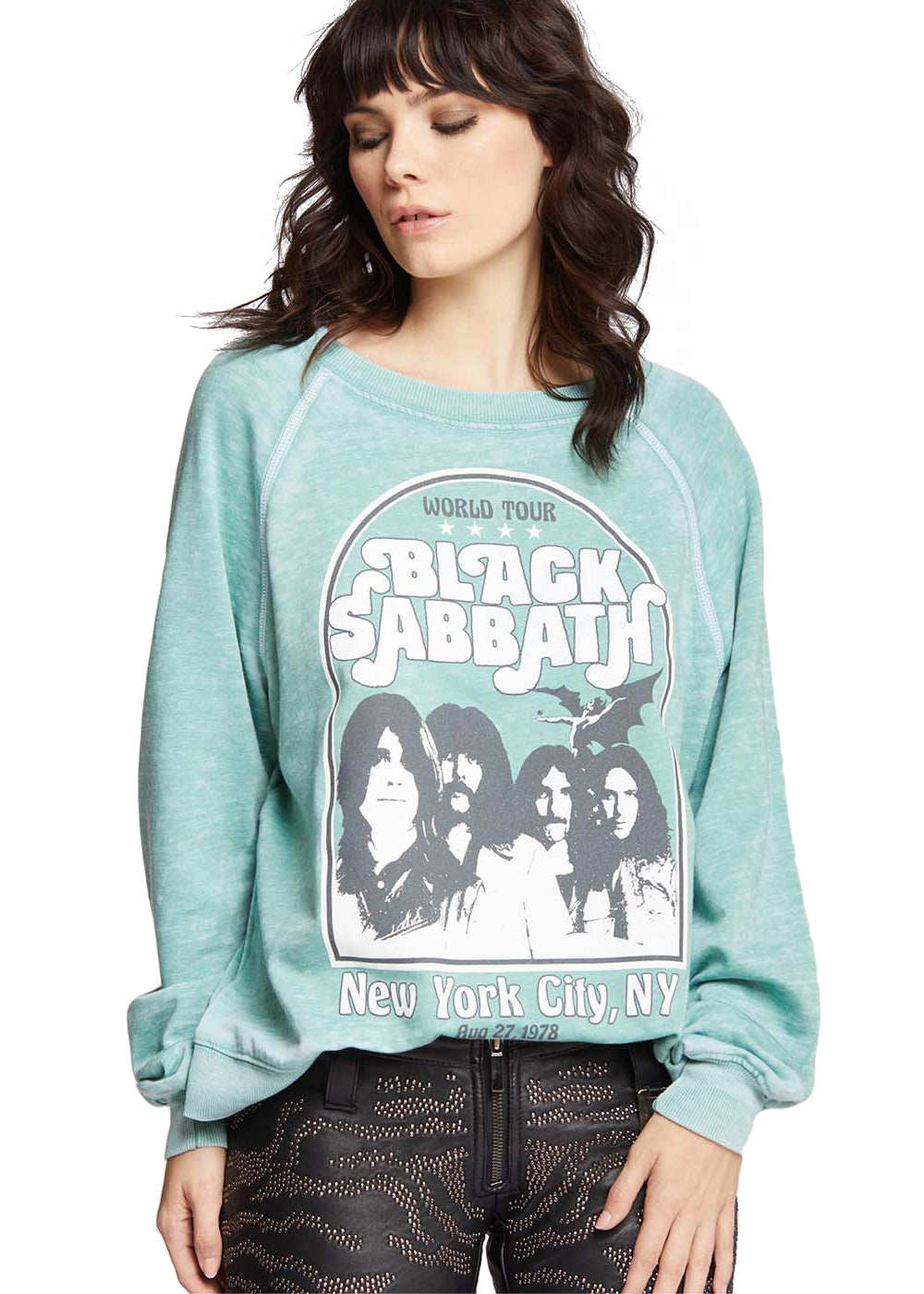 Black Sabbath New York City Womens Band Sweatshirt Green