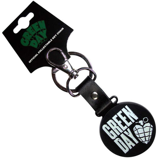 Green Day Stacked Logo & Grenade Circle Keychain