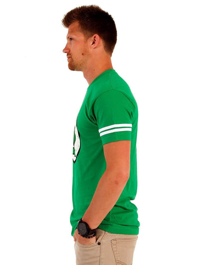 Green Lantern DISTRESSED Logo With Striped Sleeves T Shirt