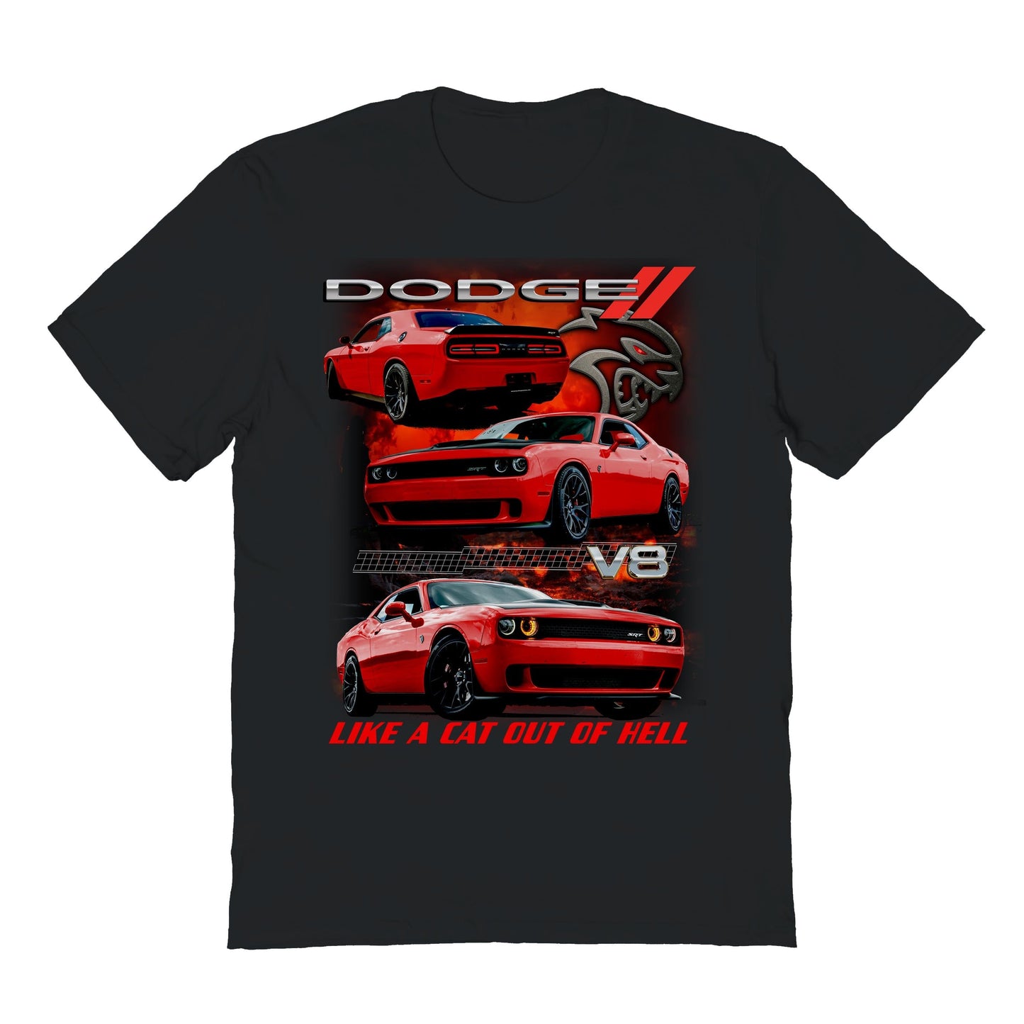 Goodie Two Sleeves Dodge Cat Out of Hell Mens T Shirt