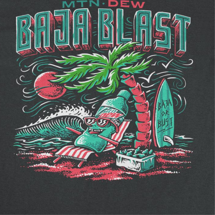Mountain Dew Baja Blast Chillin Mens T Shirt Black