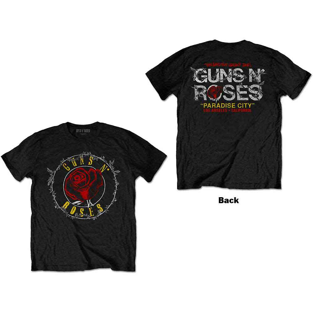 Guns N' Roses Rose Circle Paradise City Mens T Shirt