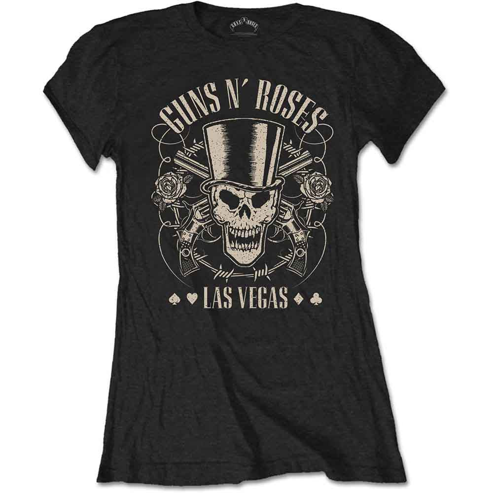Guns N' Roses Top Hat, Skull & Pistols Las Vegas Womens T Shirt