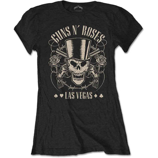 Guns N' Roses Top Hat, Skull & Pistols Las Vegas Womens T Shirt