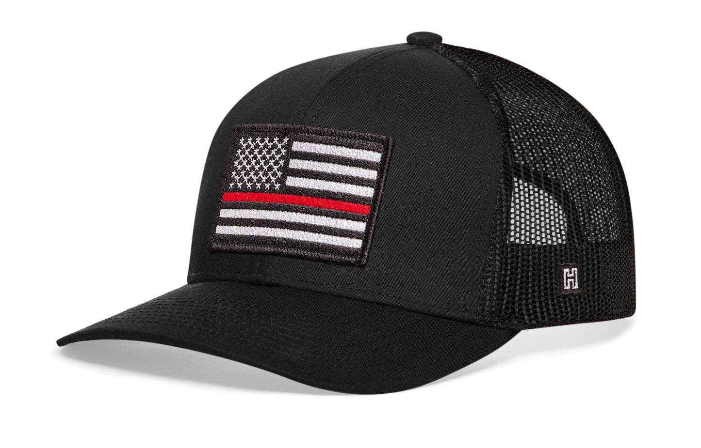Thin Red Line Trucker Haka Hat Black Fire Snapback