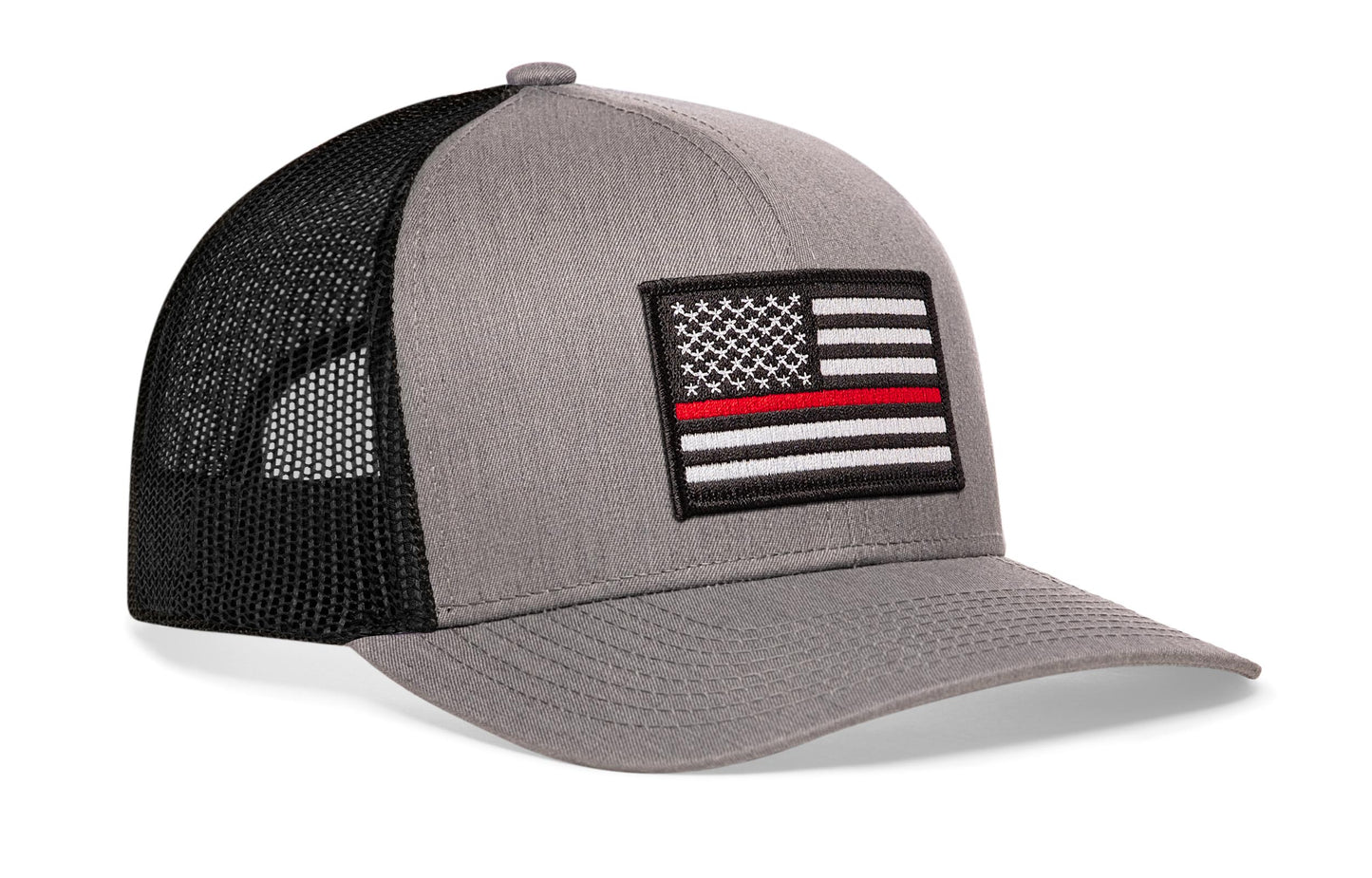 Thin Red Line Trucker Haka Hat Gray-Black Fire Snapback