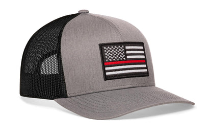 Thin Red Line Trucker Haka Hat Gray-Black Fire Snapback