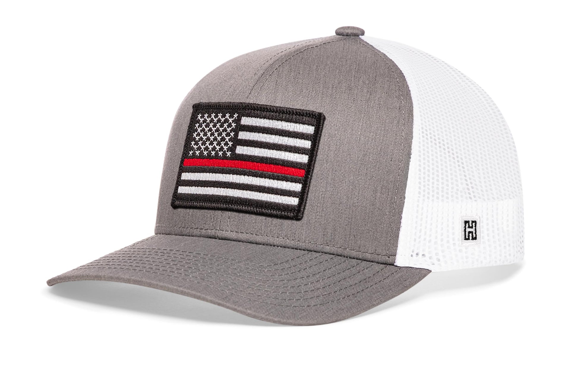 Thin Red Line Trucker Haka Hat Gray-White Fire Snapback