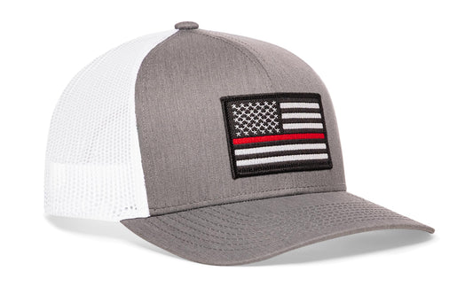 Thin Red Line Trucker Haka Hat Gray-White Fire Snapback