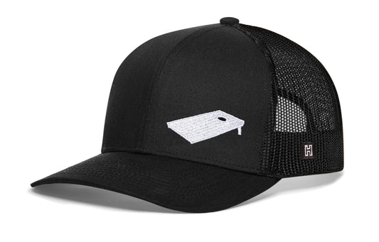 Cornhole Board Trucker Haka Hat Black Bags Snapback